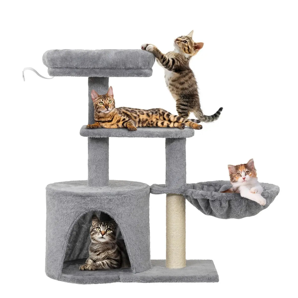 Danoo Cat Tree with Hammock and Den – Grey